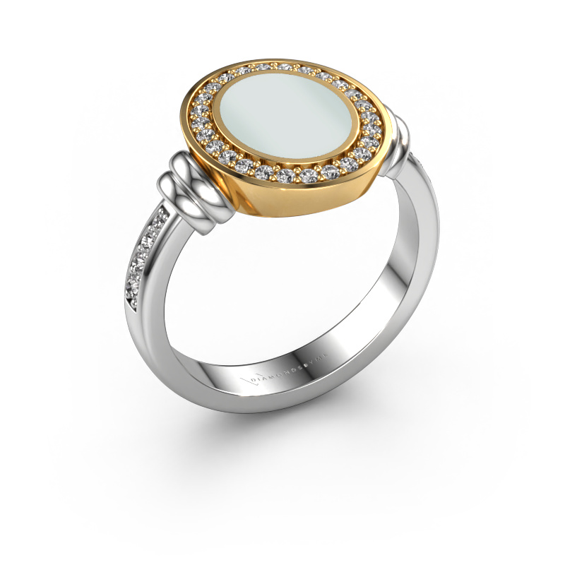 Bild von Siegelring Bailey 585 Weißgold Grüner Lagenstein 10x8 mm