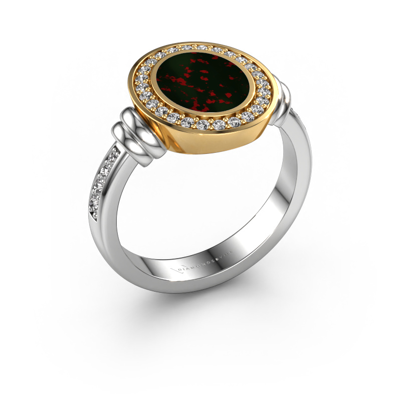 Image of Signet ring Bailey 585 white gold Bloodstone 10x8 mm