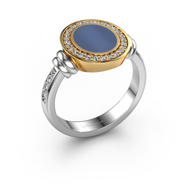 Bild von Siegelring Bailey 585 Weißgold Blau Lagenstein 10x8 mm