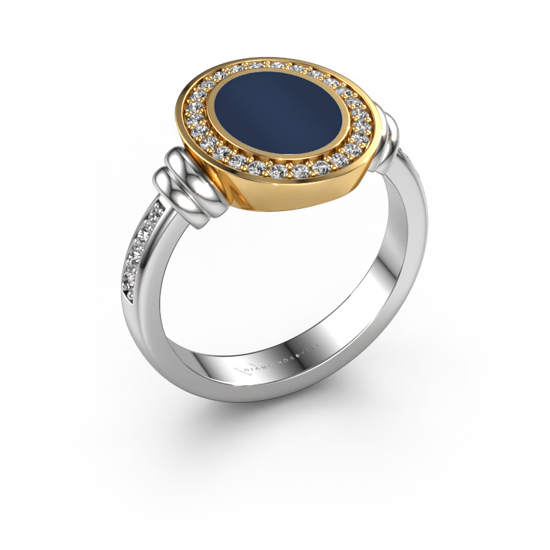 Image of Signet ring Bailey 585 white gold Dark blue sardonyx 10x8 mm