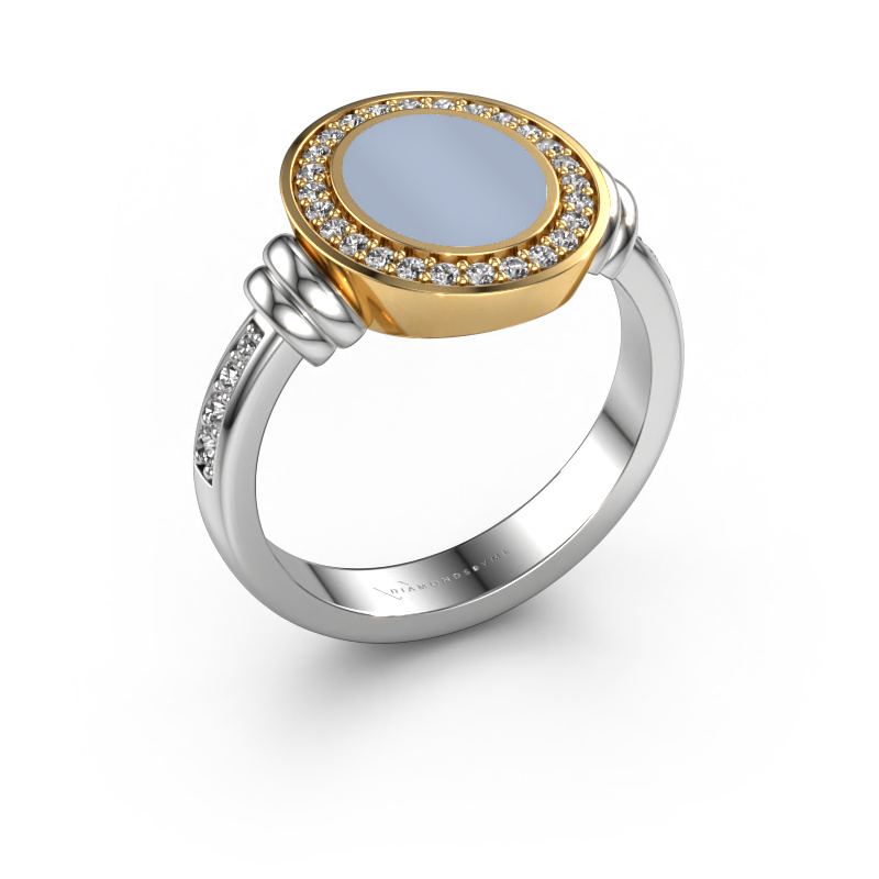 Bild von Siegelring Bailey 585 Weißgold Hellblau Lagenstein 10x8 mm
