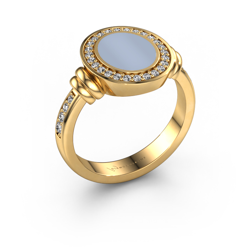 Image de Chevalière Bailey 585 or jaune Nicolo bleu clair 10x8 mm