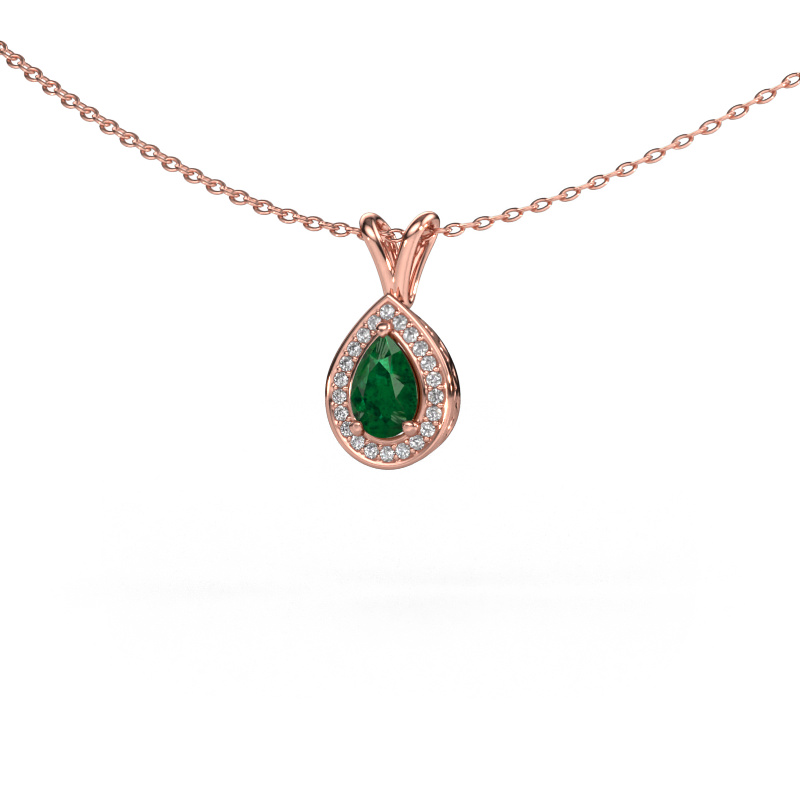 Image of Pendant Barbar 585 rose gold Emerald 6x4 mm