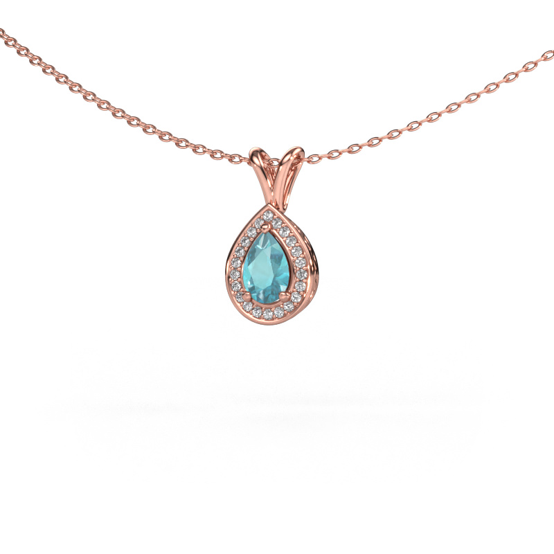 Image of Pendant Barbar 585 rose gold Blue topaz 6x4 mm