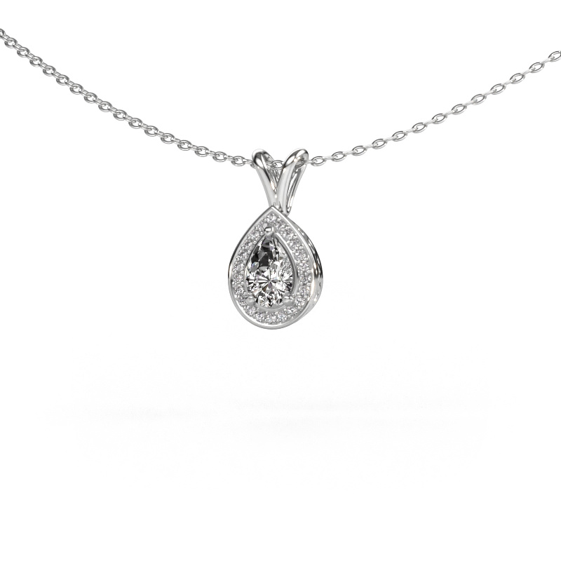 Image of Pendant Barbar 585 white gold Zirconia 6x4 mm