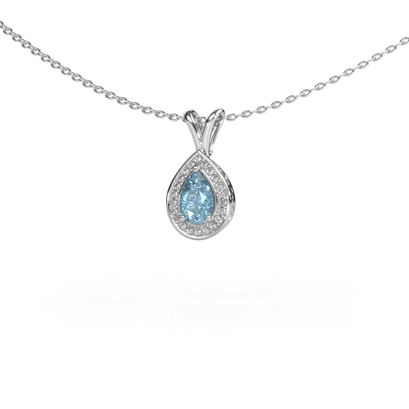 Image of Pendant Barbar 950 platinum Blue lab grown diamond 6x4 mm