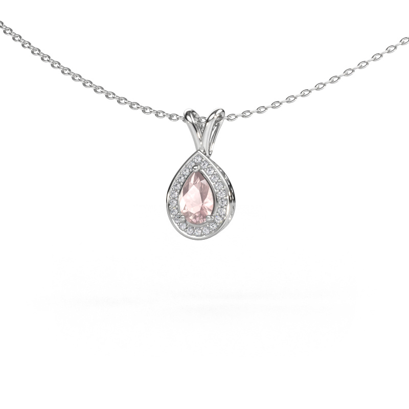 Image of Pendant Barbar 585 white gold Morganite champagne 6x4 mm