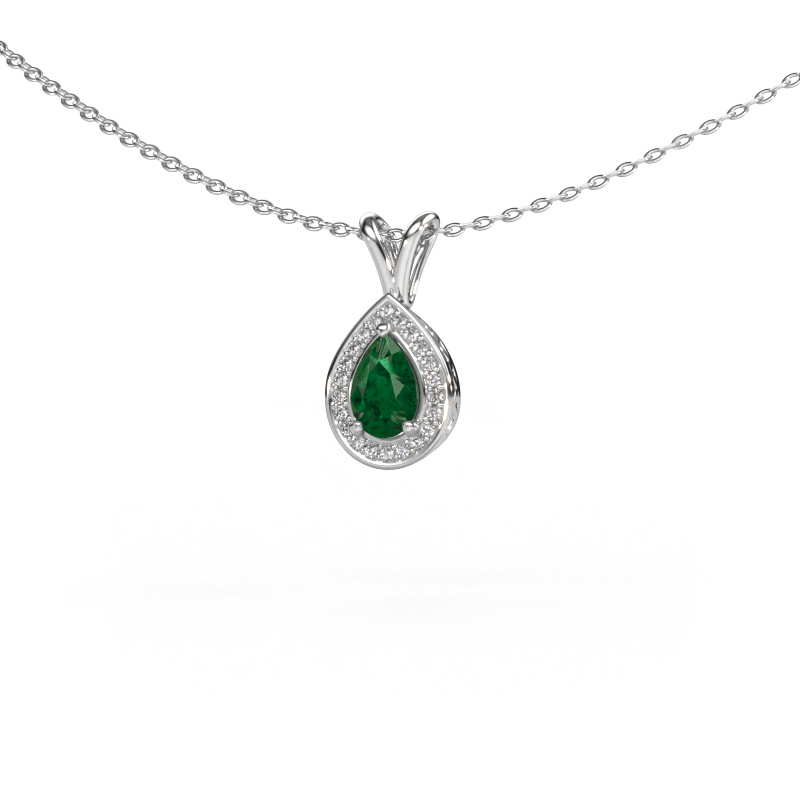 Image of Pendant Barbar 585 white gold Emerald 6x4 mm