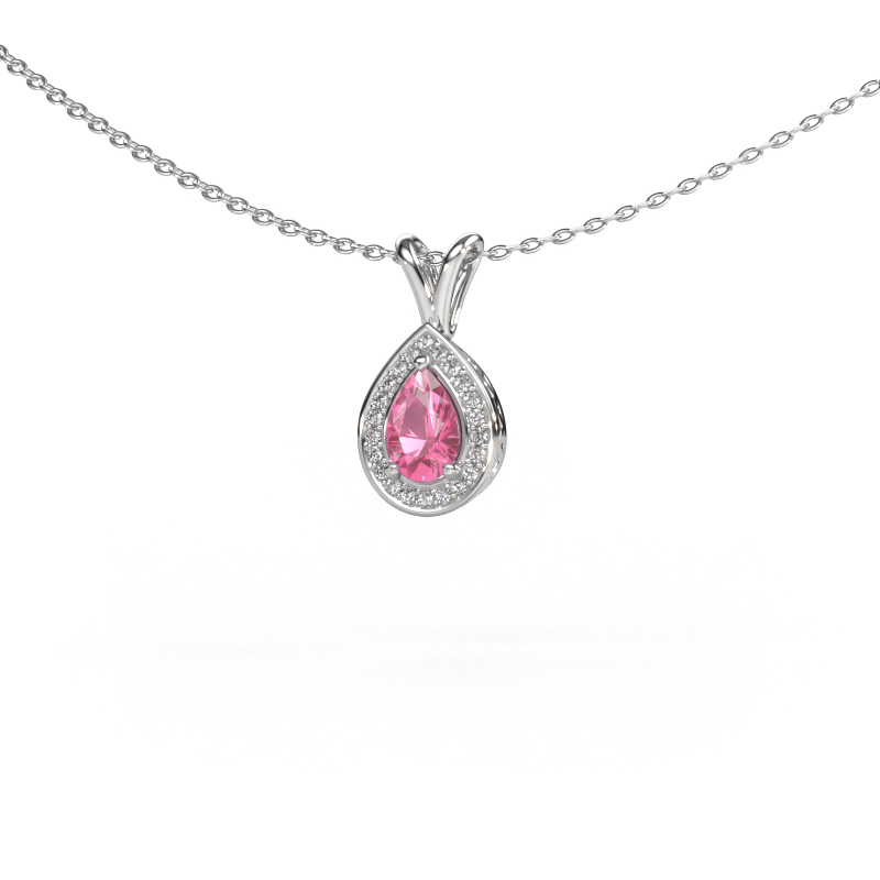 Image of Pendant Barbar 585 white gold Pink sapphire 6x4 mm