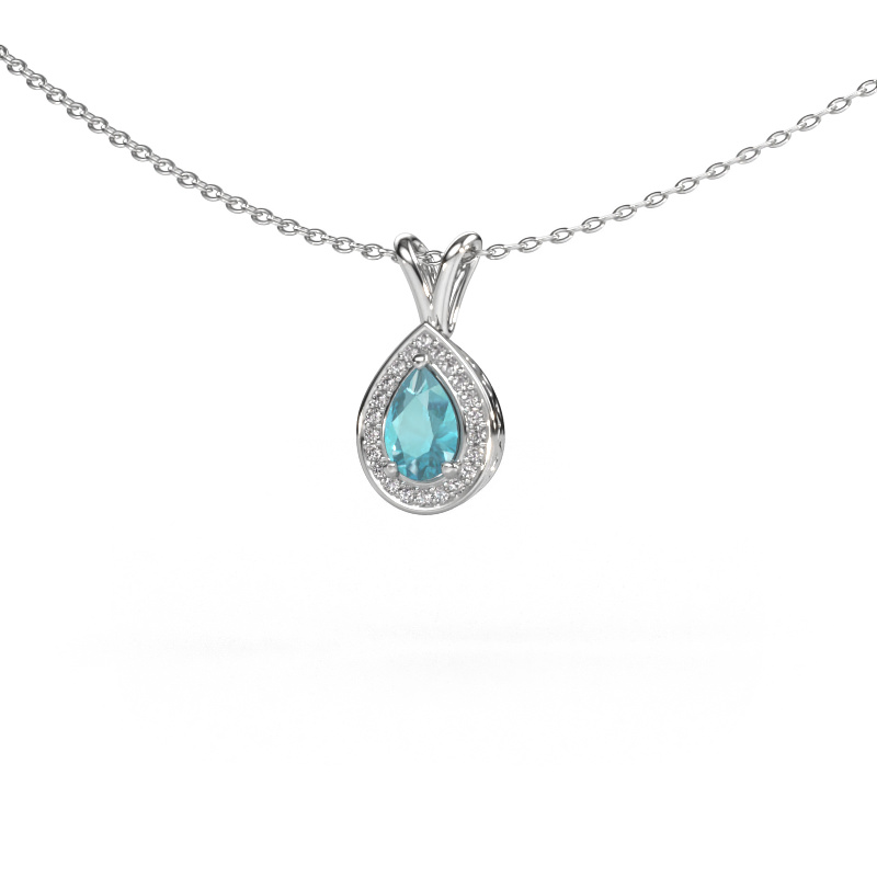 Image of Pendant Barbar 950 platinum Blue topaz 6x4 mm