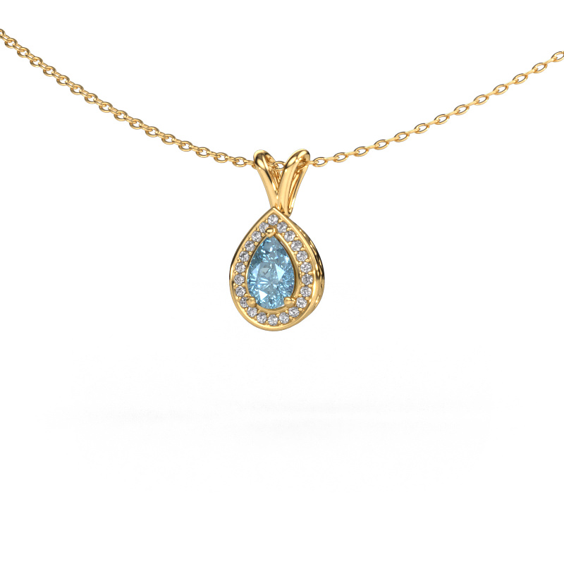 Image of Pendant Barbar 585 gold Blue lab grown diamond 6x4 mm