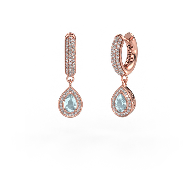 Image of Drop earrings Barbar 2 585 rose gold Aquamarine 6x4 mm