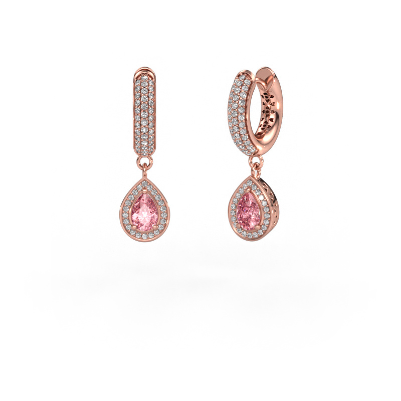 Image of Drop earrings Barbar 2 585 rose gold Pink lab grown diamond 6x4 mm