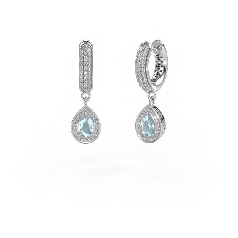 Image of Drop earrings Barbar 2 585 white gold Aquamarine 6x4 mm