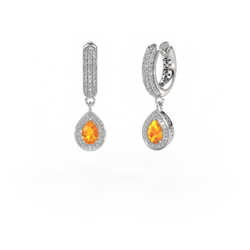 Image of Drop earrings Barbar 2 585 white gold Citrin 6x4 mm
