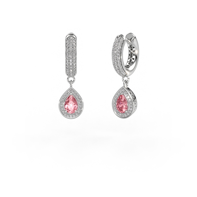 Afbeelding van Oorhangers Barbar 2 950 platina Roze lab grown diamant 6x4 mm