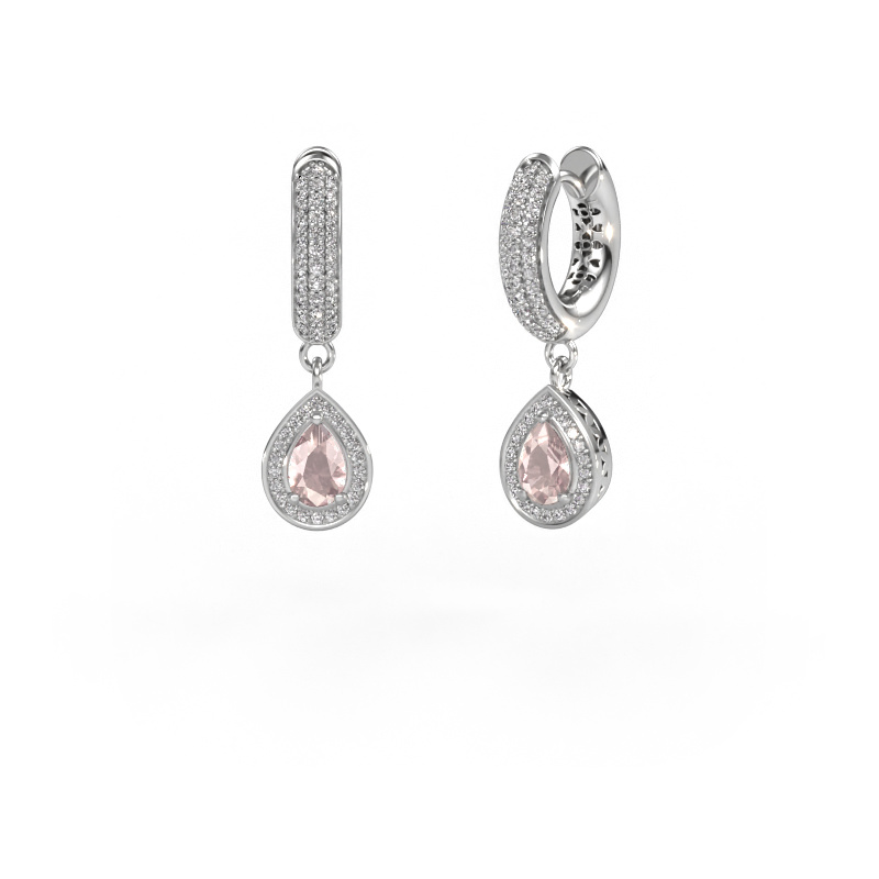 Image of Drop earrings Barbar 2 950 platinum Morganite champagne 6x4 mm