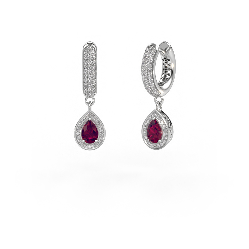 Image of Drop earrings Barbar 2 950 platinum Rhodolite 6x4 mm