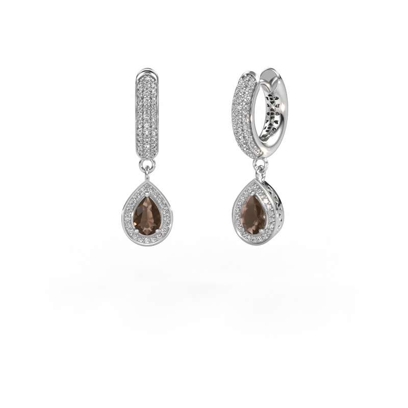 Image of Drop earrings Barbar 2 950 platinum Smokey quartz 6x4 mm