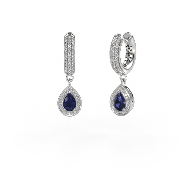 Image of Drop earrings Barbar 2 585 white gold Sapphire 6x4 mm