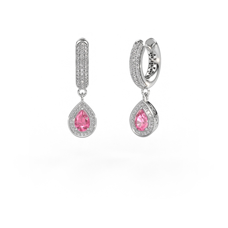 Image of Drop earrings Barbar 2 585 white gold Pink sapphire 6x4 mm