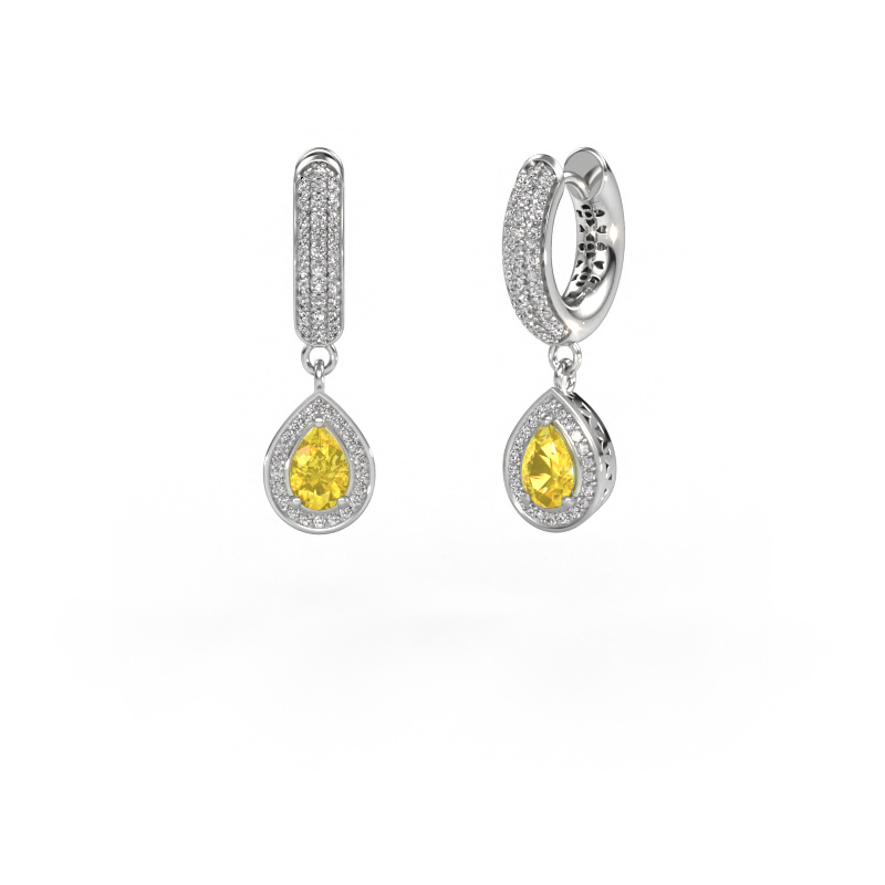 Image of Drop earrings Barbar 2 585 white gold Yellow sapphire 6x4 mm