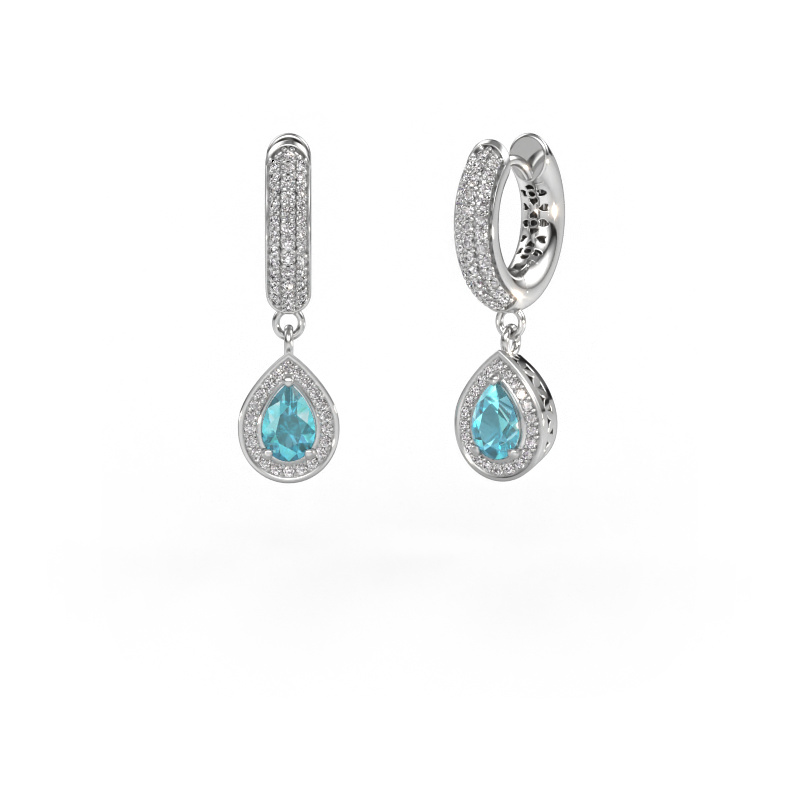 Image of Drop earrings Barbar 2 950 platinum Blue topaz 6x4 mm