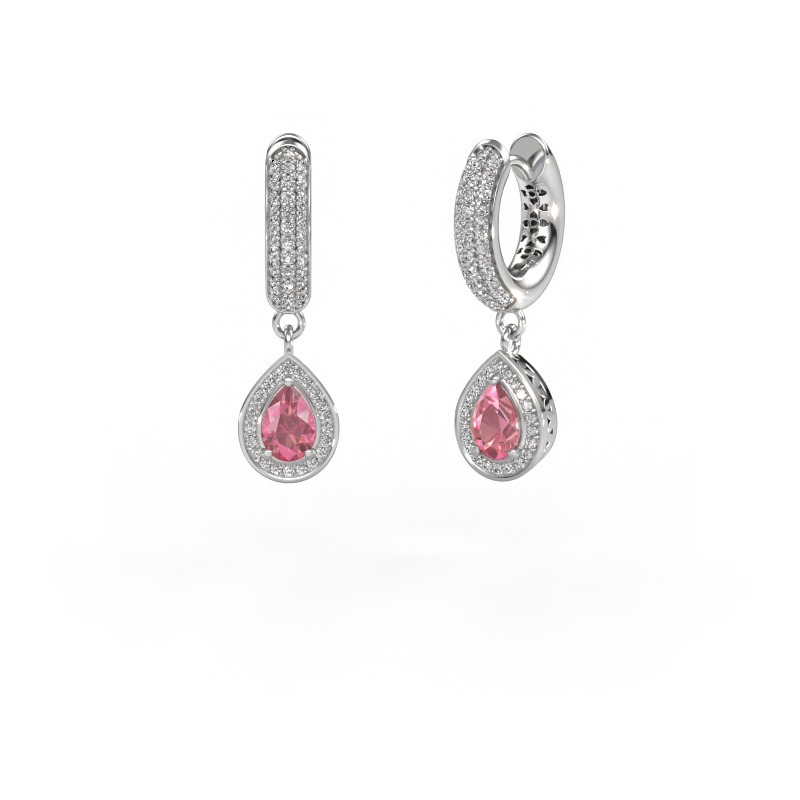 Image of Drop earrings Barbar 2 585 white gold Tourmaline pink 6x4 mm