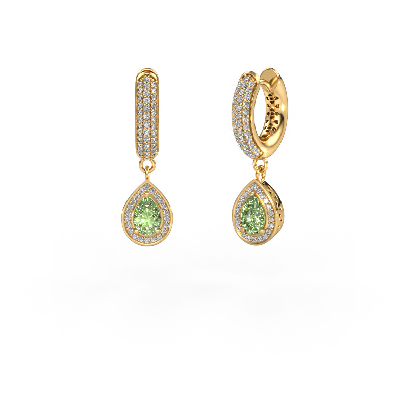 Image of Drop earrings Barbar 2 585 gold Green lab grown diamond 6x4 mm