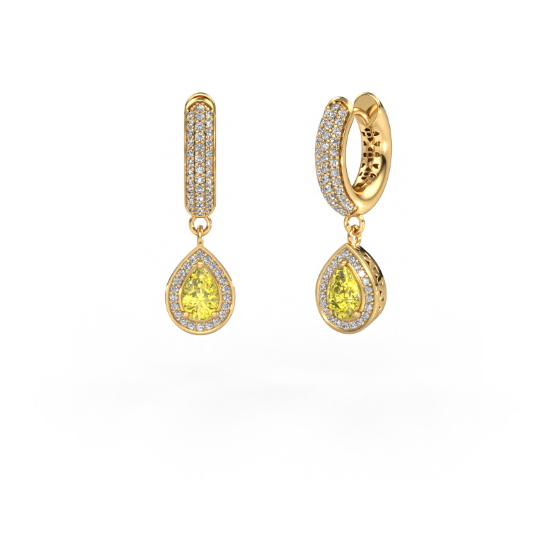 Image of Drop earrings Barbar 2 585 gold Yellow lab grown diamond 6x4 mm