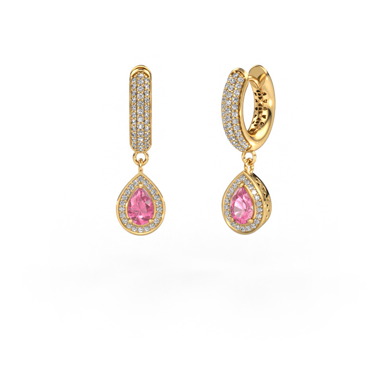 Image of Drop earrings Barbar 2 585 gold Pink sapphire 6x4 mm