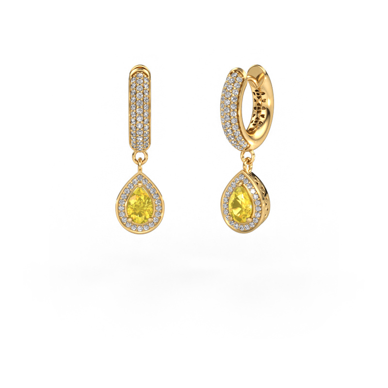 Image of Drop earrings Barbar 2 585 gold Yellow sapphire 6x4 mm