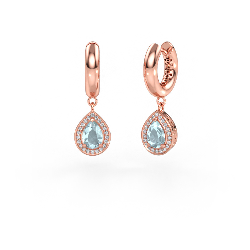 Image of Drop earrings Barbar 1 585 rose gold Aquamarine 7x5 mm