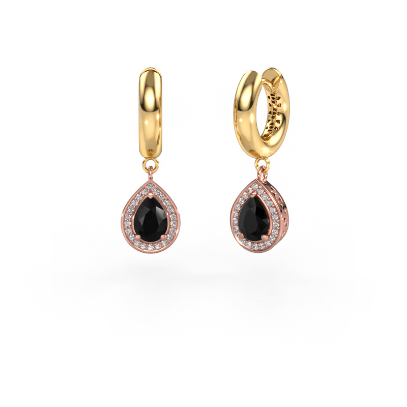 Image of Drop earrings Barbar 1 585 rose gold Black diamond 2.22 crt
