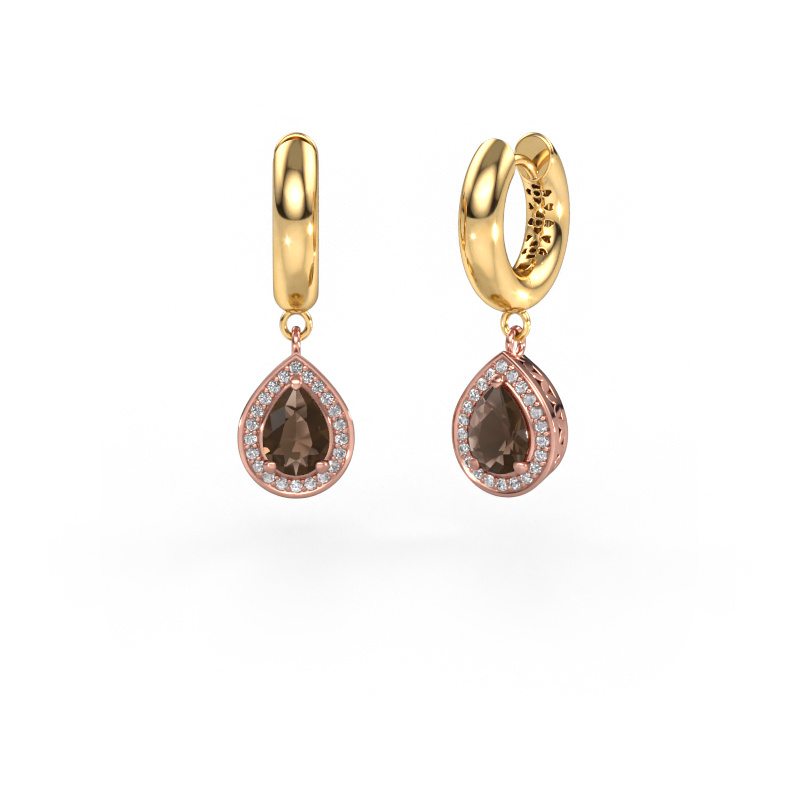 Bild von Ohrhänger Barbar 1 585 Roségold Rauchquarz 7x5 mm