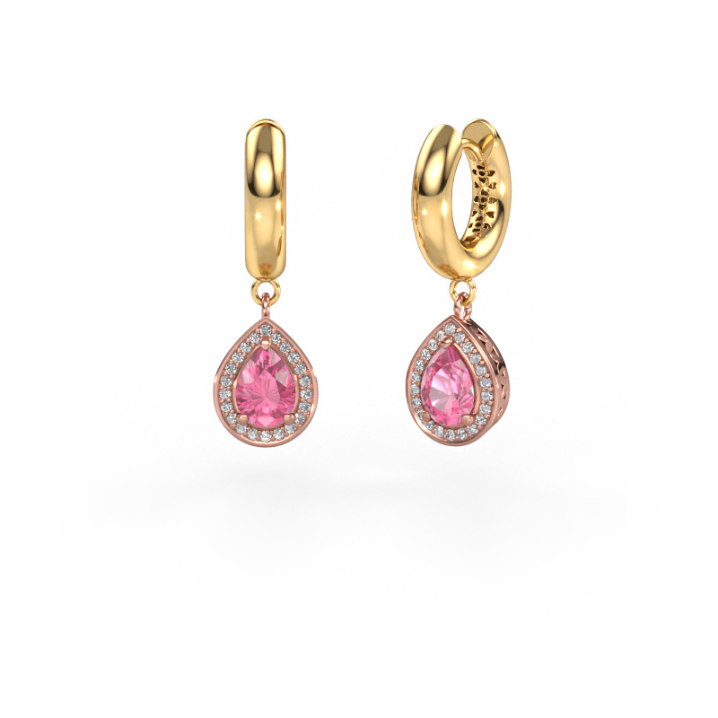 Image of Drop earrings Barbar 1 585 rose gold Pink sapphire 7x5 mm