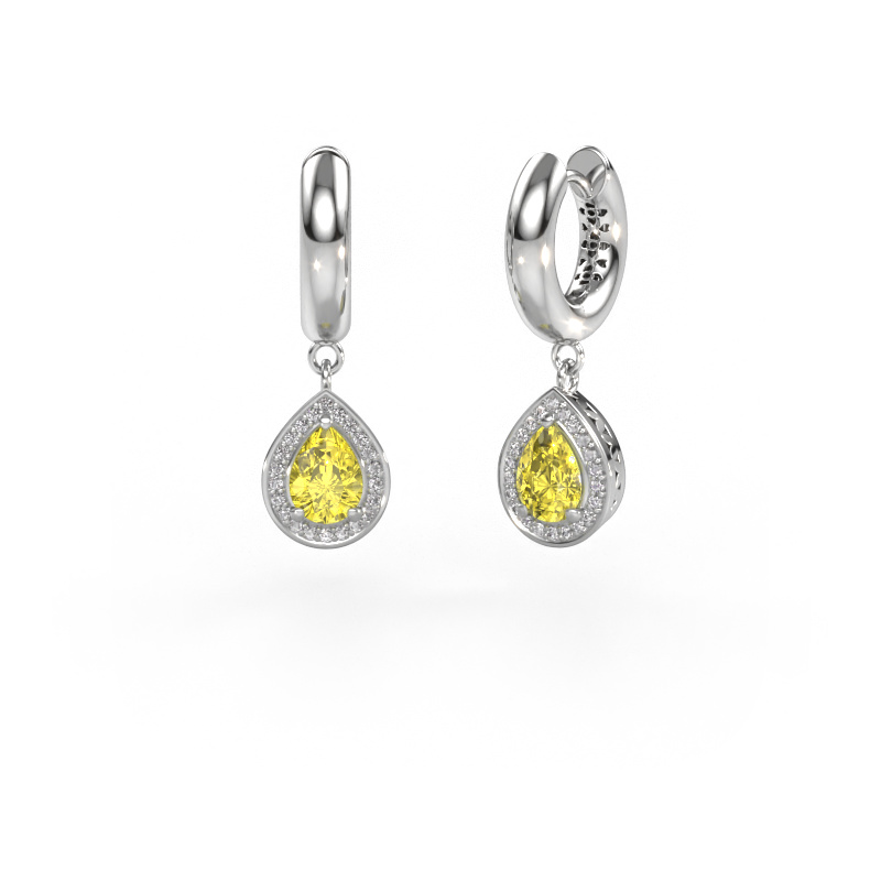 Image of Drop earrings Barbar 1 950 platinum Yellow lab grown diamond 7x5 mm