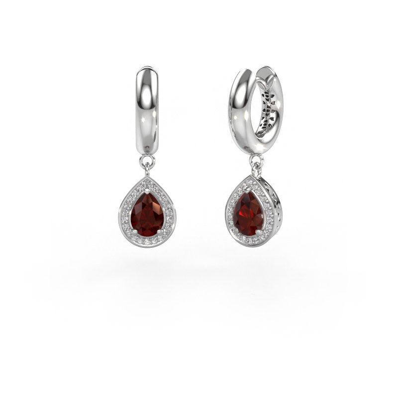 Image of Drop earrings Barbar 1 950 platinum Garnet 7x5 mm
