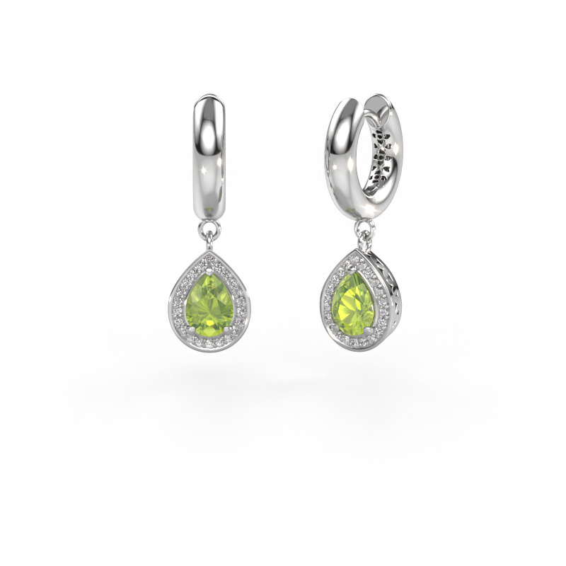 Image of Drop earrings Barbar 1 950 platinum Peridot 7x5 mm