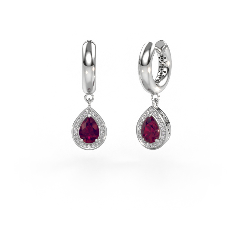 Image of Drop earrings Barbar 1 950 platinum Rhodolite 7x5 mm