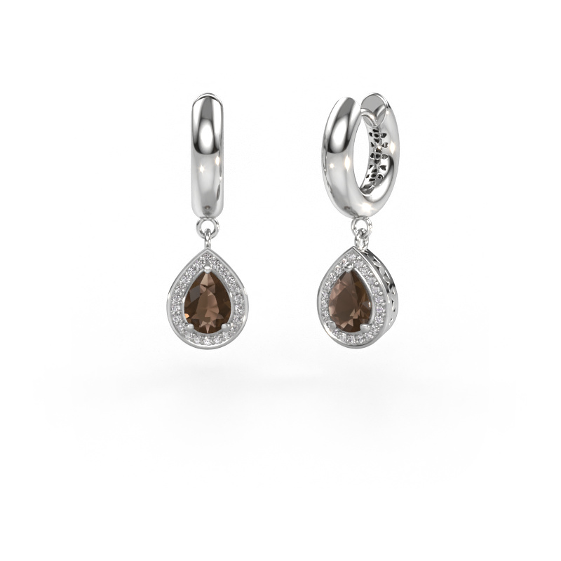 Image of Drop earrings Barbar 1 950 platinum Smokey quartz 7x5 mm
