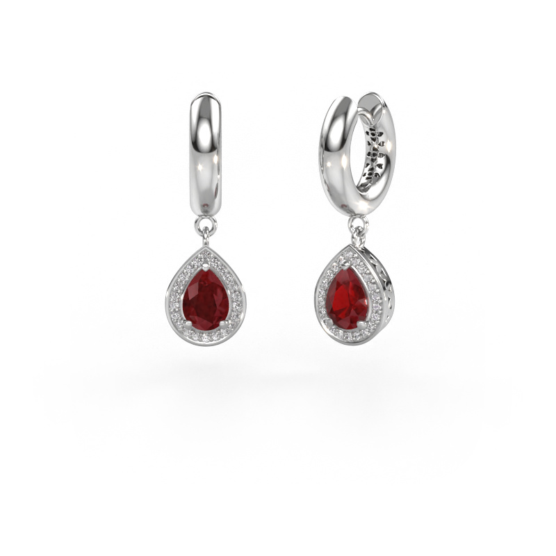 Image of Drop earrings Barbar 1 950 platinum Ruby 7x5 mm