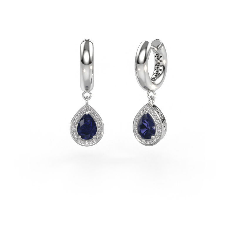 Image of Drop earrings Barbar 1 950 platinum Sapphire 7x5 mm