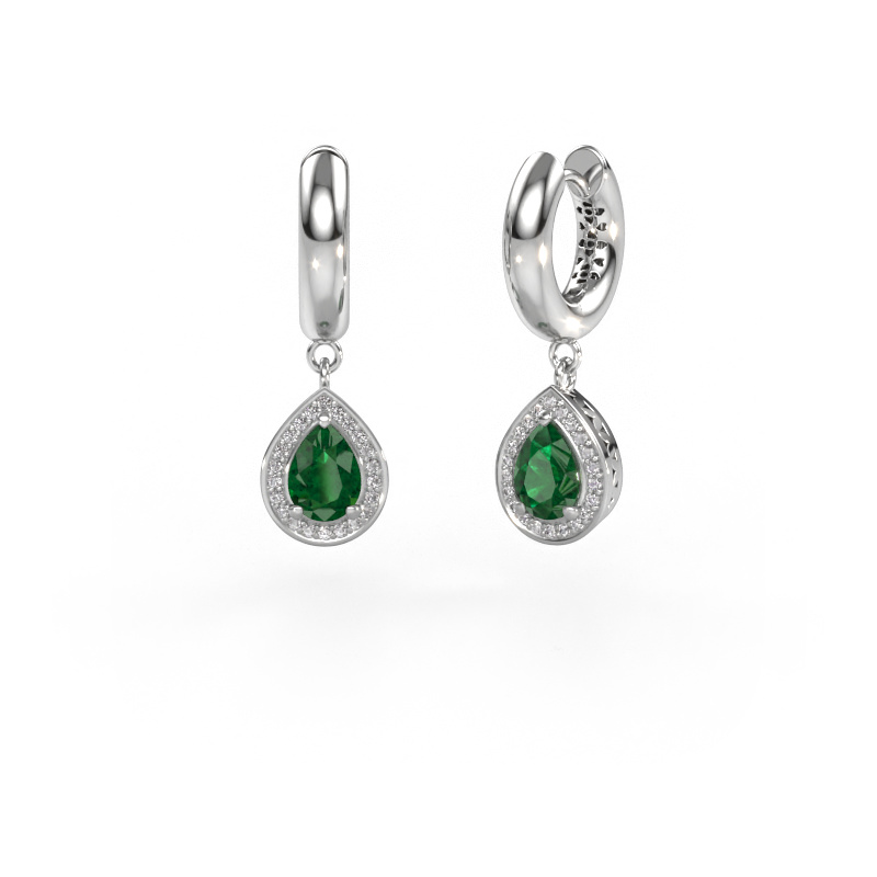 Image of Drop earrings Barbar 1 950 platinum Emerald 7x5 mm