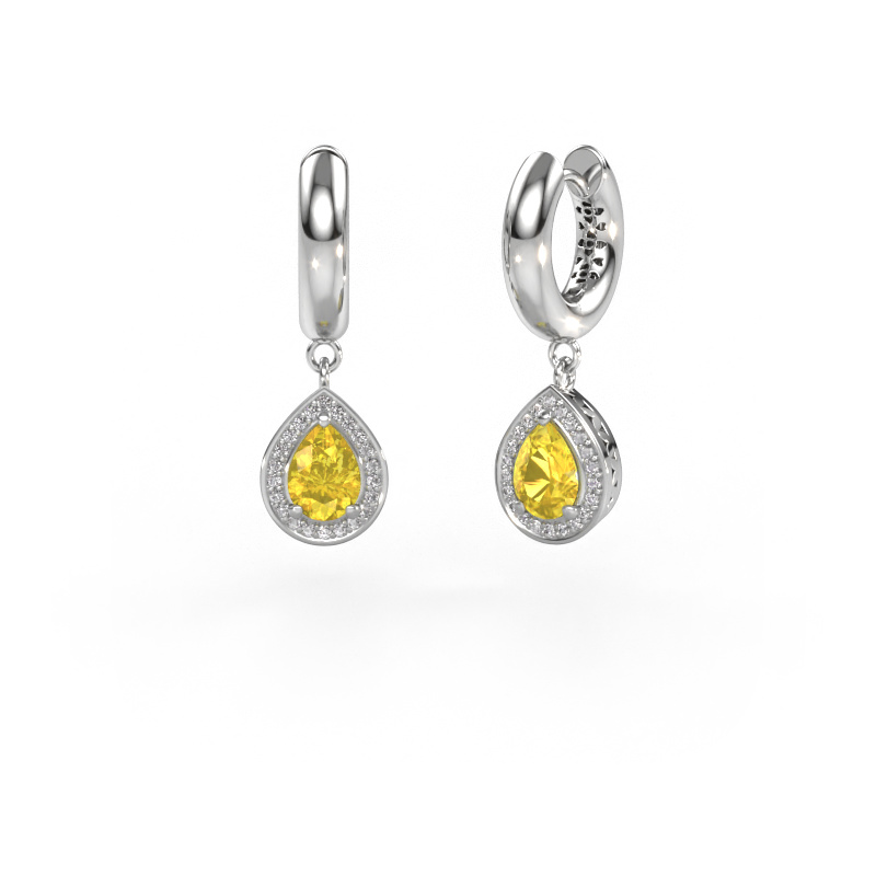 Image of Drop earrings Barbar 1 950 platinum Yellow sapphire 7x5 mm