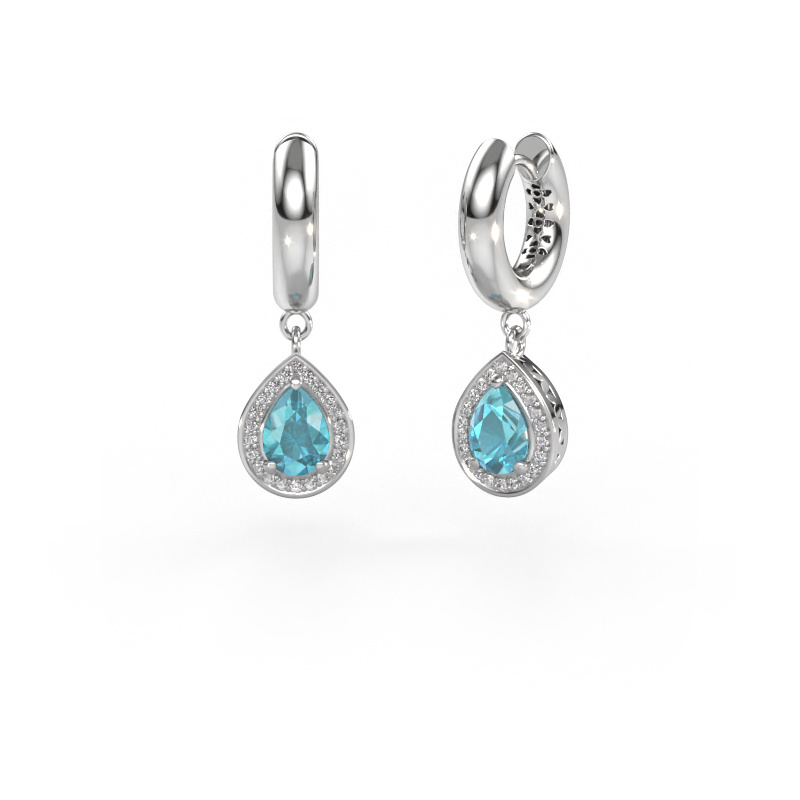 Image of Drop earrings Barbar 1 950 platinum Blue topaz 7x5 mm