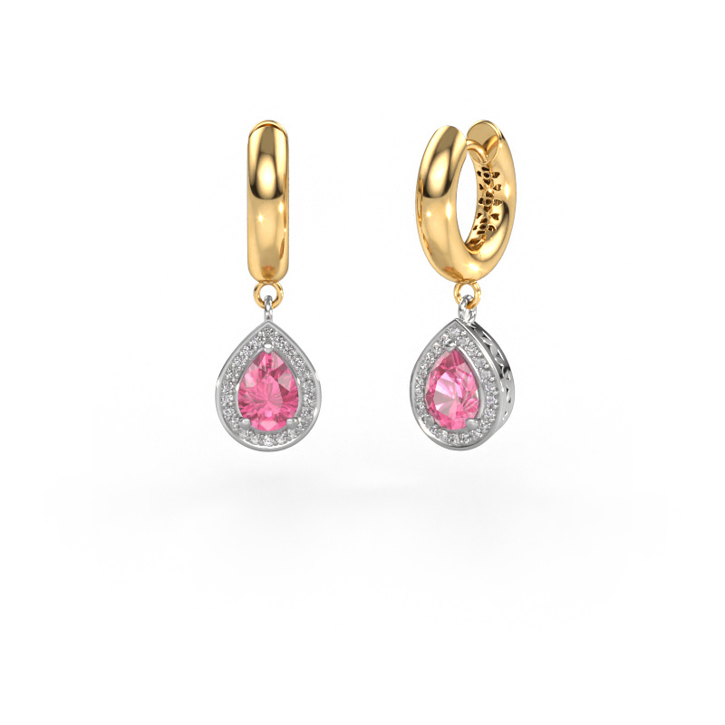 Image of Drop earrings Barbar 1 585 white gold Pink sapphire 7x5 mm