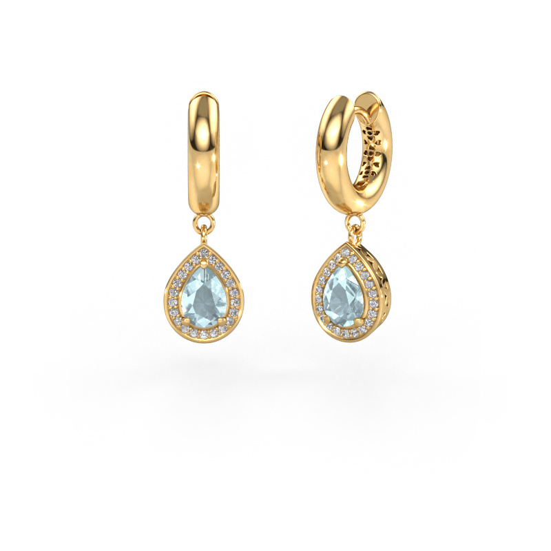 Image of Drop earrings Barbar 1 585 gold Aquamarine 7x5 mm