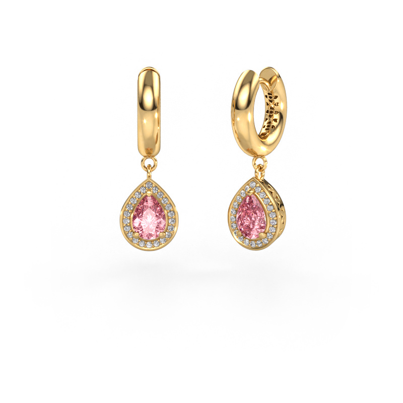 Image of Drop earrings Barbar 1 585 gold Pink lab grown diamond 7x5 mm