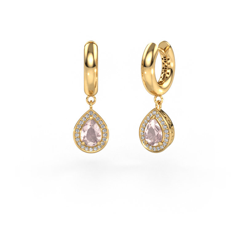 Image of Drop earrings Barbar 1 585 gold Morganite champagne 7x5 mm